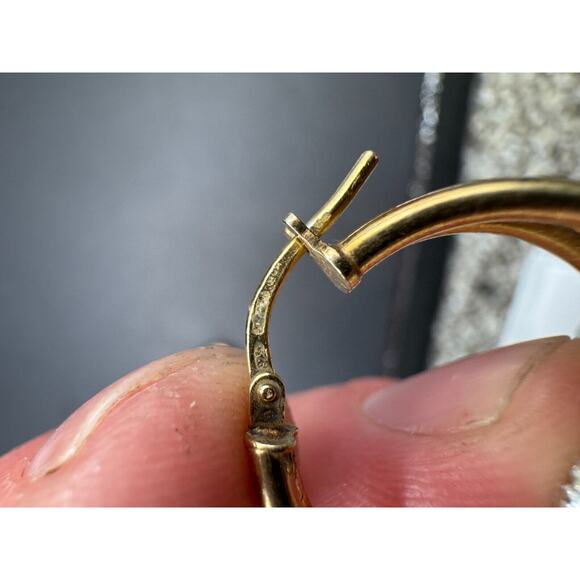 Jordan Mom 925 Sterling Gold tone Round Double Hoop Disco Ball Pierced Earrings - Picture 7 of 8